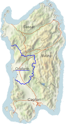 Cartina della Sardegna.